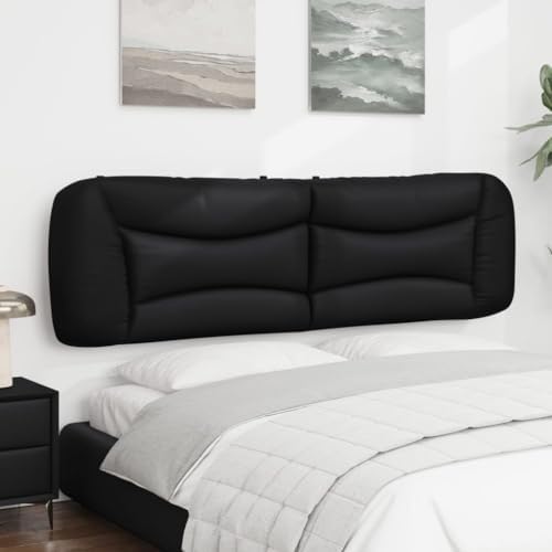 Faux Leather Headboard Pillow Black Curved Mattress Support