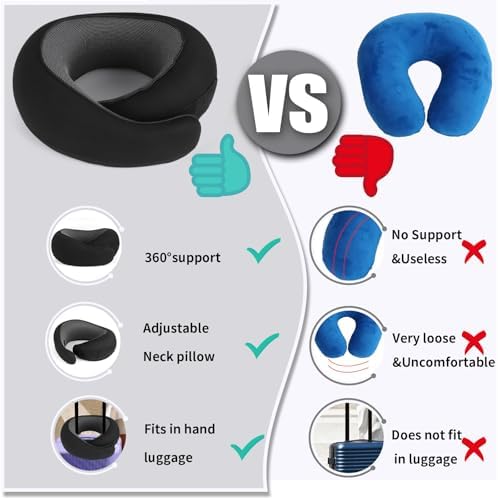 Memory Foam Travel Neck Pillow Black
