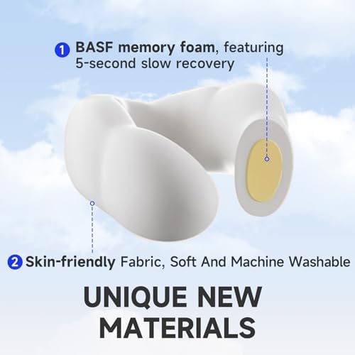 Travel Neck Pillow with Cooling Fabric and Memory Foam Support
