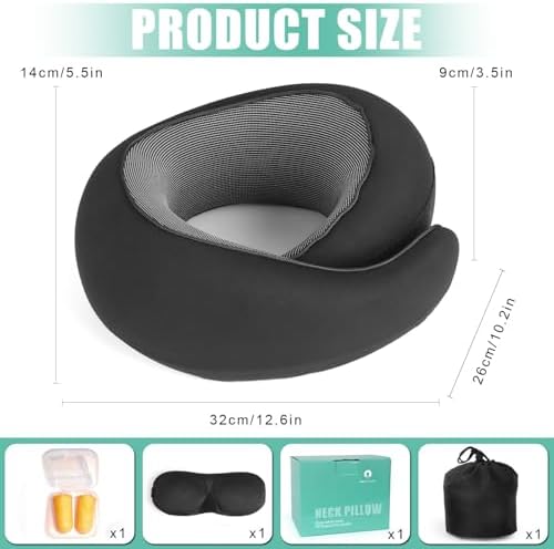 Memory Foam Travel Neck Pillow Black