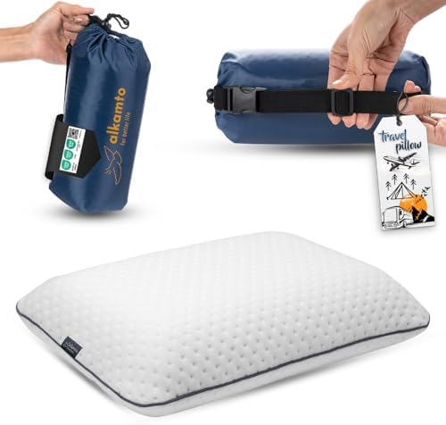 Memory Foam Pillow Temperature Regulating Long-Lasting Travel Camping White