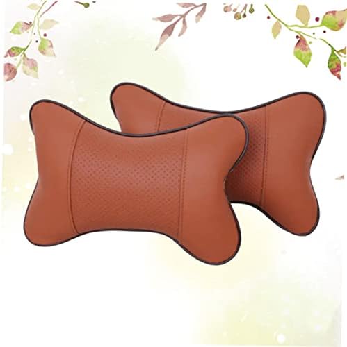 CHILDWEET 2pcs Car Neck Pillow for Headrest Support Brown