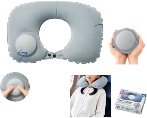 Perfect for Travel - U-Shape Inflatable Neck Pillow Set of 2 Gray