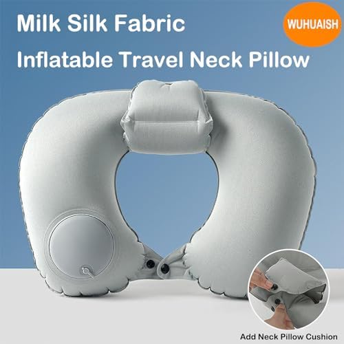 Wuhaus Inflatable Travel Neck Pillow with Cushion and Storage Case