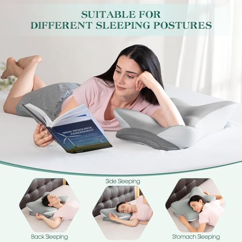 LTHTRADE Ergonomic Memory Foam Neck Pillow for Adults