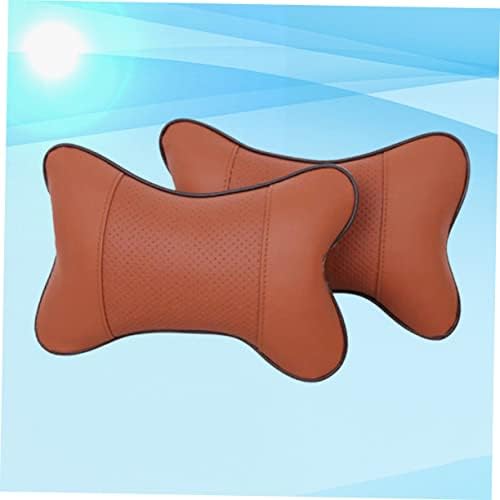 CHILDWEET 2pcs Car Neck Pillow for Headrest Support Brown