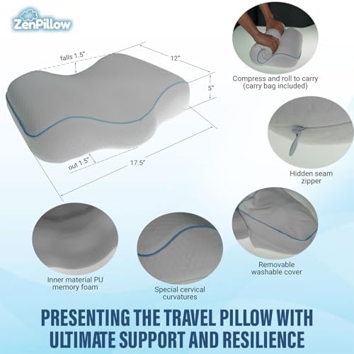 Unique Cervical Travel Pillow with Memory Foam Support
