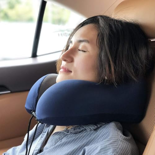 CrazyMart Compact Ergonomic Travel Pillow for Airplane Car Use