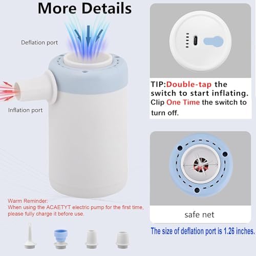 Electric Pump for Inflatables with 1500mAh Rechargeable Battery