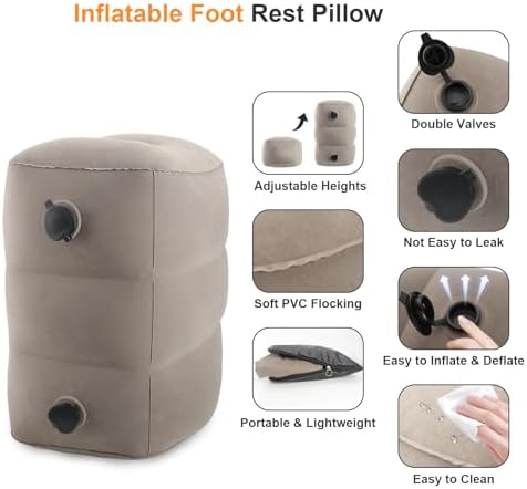 Adjustable 3-Layer Travel Foot Rest Pillow for Kids Ergonomic Comfortable