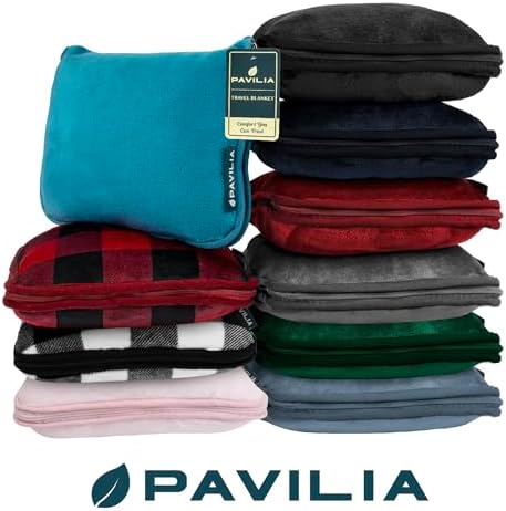PAVILIA Airplane Blanket Convertible Travel Pillow Soft Thermal