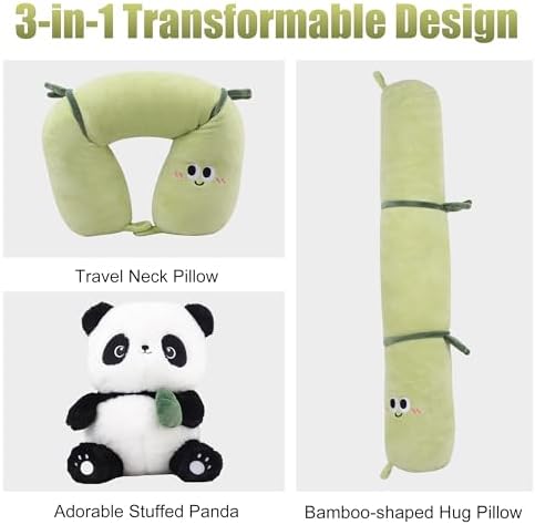 3-in-1 Panda Flight Pillow for Car Plane Travel