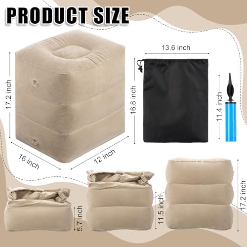 Inflatable Airplane Foot Rest Pillow 2-in-1 Set for Travel