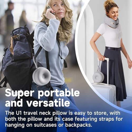 Travel Neck Pillow with Cooling Fabric and Memory Foam Support