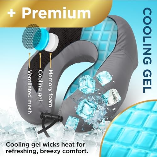 BLACKDECKER Cooling Gel Memory Foam Travel Pillow Ergonomic Neck Support