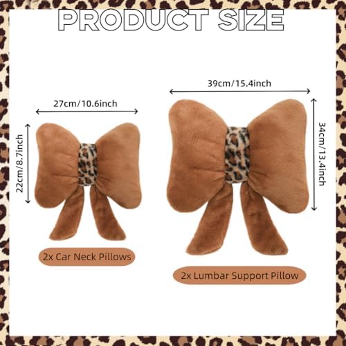 Luxury Plush Bow Car Headrest Lumbar Pillow Set for Comfort Style
