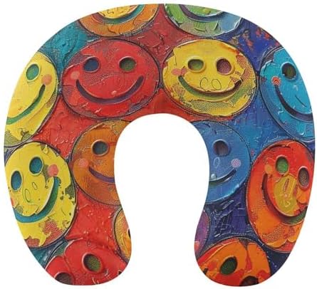 Colorful Smiley Face Memory Foam Travel Pillow