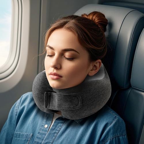 Waadiot Memory Foam Travel Pillow with Headrest