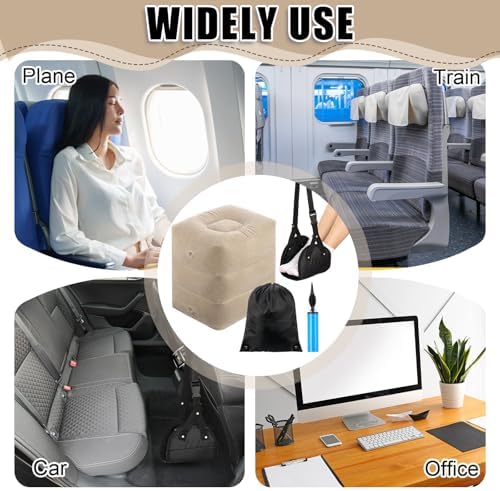 Inflatable Airplane Foot Rest Pillow 2-in-1 Set for Travel