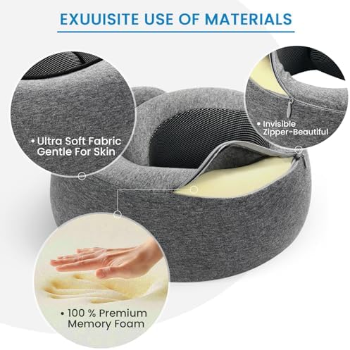 Light Gray Memory Foam Neck Pillow