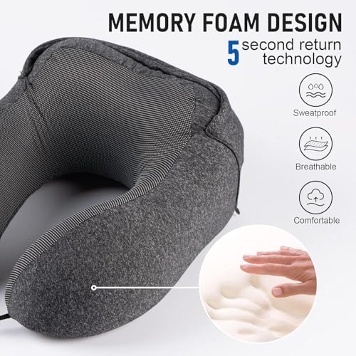 Skyana Memory Foam Travel Pillow Dark Gray