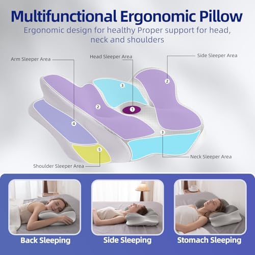 FUNCCUBE Cervical Neck Pillow with Cooling Case