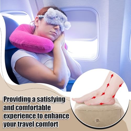 Inflatable Airplane Foot Rest Pillow 2-in-1 Set for Travel