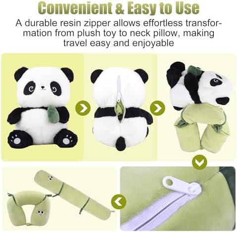 3-in-1 Panda Flight Pillow for Car Plane Travel