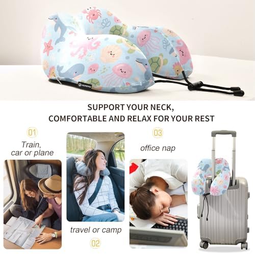 ALAZA Portable Washable Memory Foam Neck Pillow with Cartoon Design