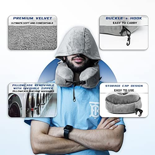 Hoodie Travel Pillow with Memory Foam Support