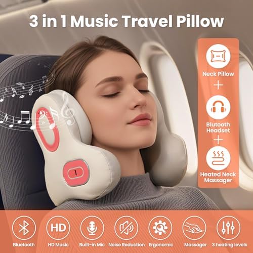 Ublives Travel Neck Pillow with Bluetooth Headset Massage