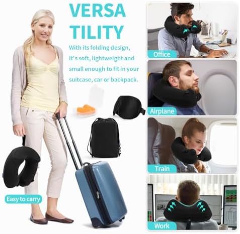 Premium Inflatable Travel Neck Pillow with Support