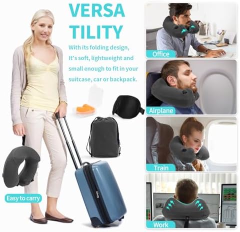 Glyzia 2-Pack Inflatable Travel Neck Pillow for Adults