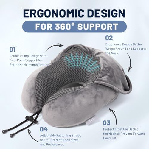 JSELF Travel Pillow with Hood - Replacement for Headphones Perfect for Traveling