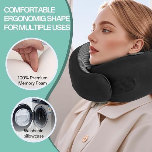 Memory Foam Travel Neck Pillow Black