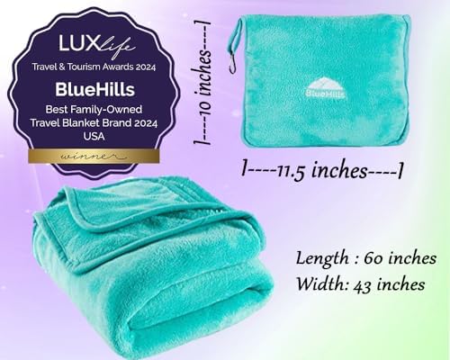 BlueHills 2-Pack Premium Soft Travel Blanket Pillow for Travelers