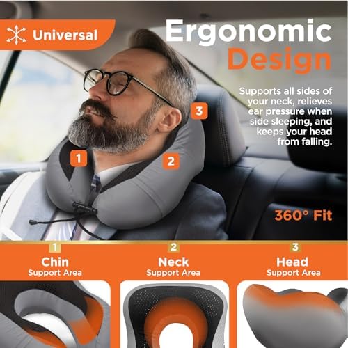 BLACKDECKER Cooling Gel Memory Foam Travel Pillow Ergonomic Neck Support