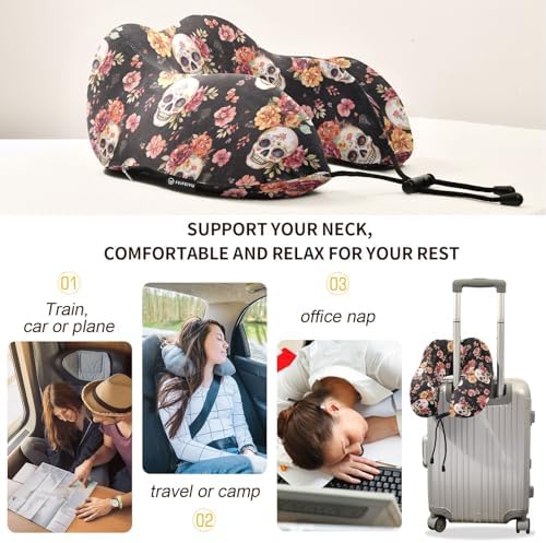 ALAVA Memory Foam Neck Travel Pillow - Washable Portable for Airplanes