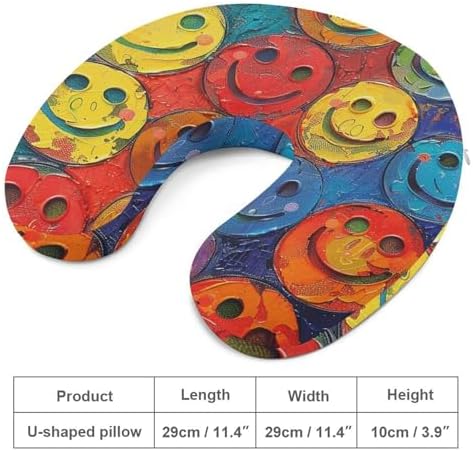 Colorful Smiley Face Memory Foam Travel Pillow