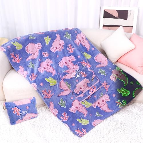Cow PrintGlow-in-the-Dark Travel Blanket for Plane Car Use