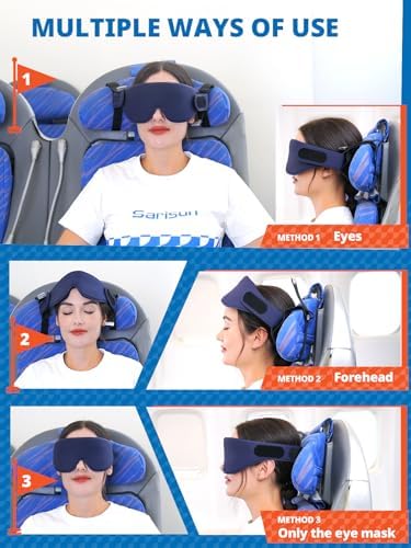 SARISUN Travel Head Strap Eye Mask 360 Comfort for Air Flights