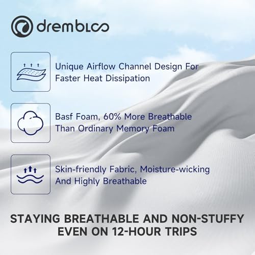 Travel Neck Pillow with Cooling Fabric and Memory Foam Support