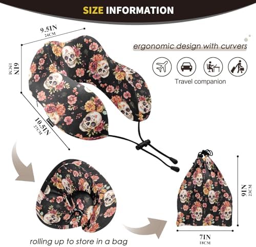 ALAVA Memory Foam Neck Travel Pillow - Washable Portable for Airplanes