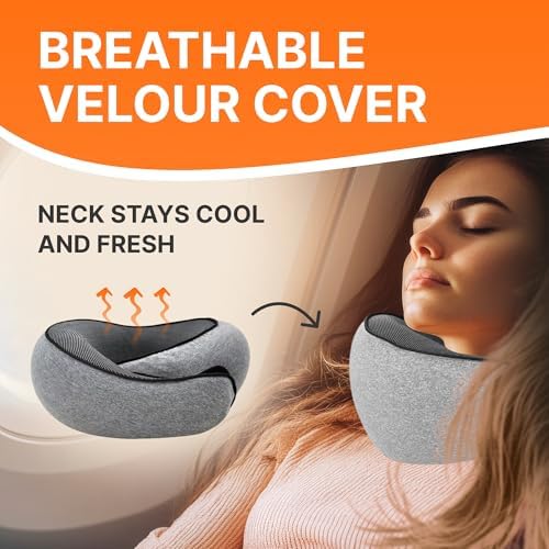 Memory Foam Breathable Airplane Neck Pillow for Comfort Pain Relief