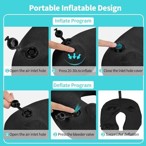 Premium Inflatable Travel Neck Pillow with Support