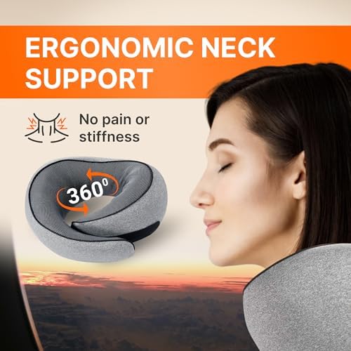Memory Foam Breathable Airplane Neck Pillow for Comfort Pain Relief