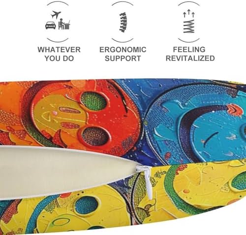 Colorful Smiley Face Memory Foam Travel Pillow