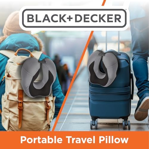 BLACKDECKER Cooling Gel Memory Foam Travel Pillow Ergonomic Neck Support