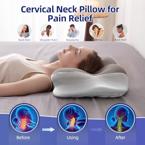 FUNCCUBE Cervical Neck Pillow with Cooling Case
