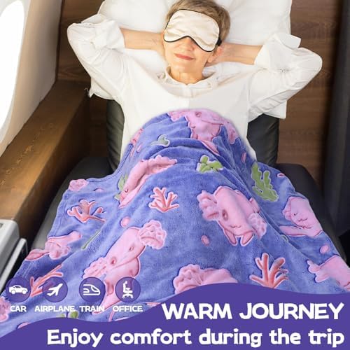 Cow PrintGlow-in-the-Dark Travel Blanket for Plane Car Use